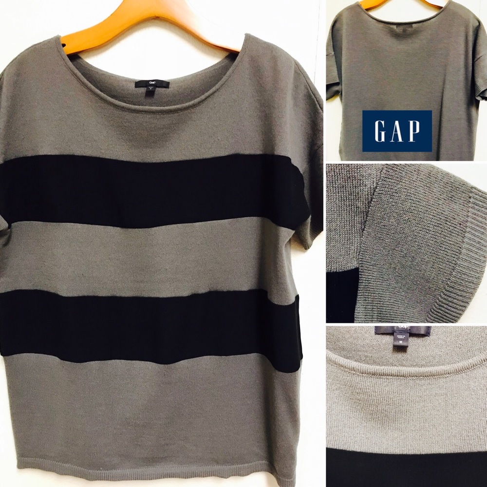 GAP Short Sleeve Contrast Sweater Blouse Top
